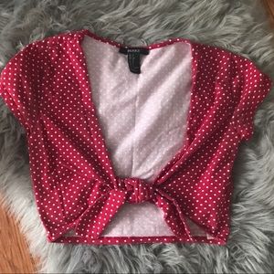 Red w/White Polka Dots Corp Top